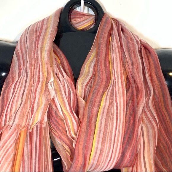 Nordstrom Modal &Silk Scarf in Striped Orange - Picture 2 of 7
